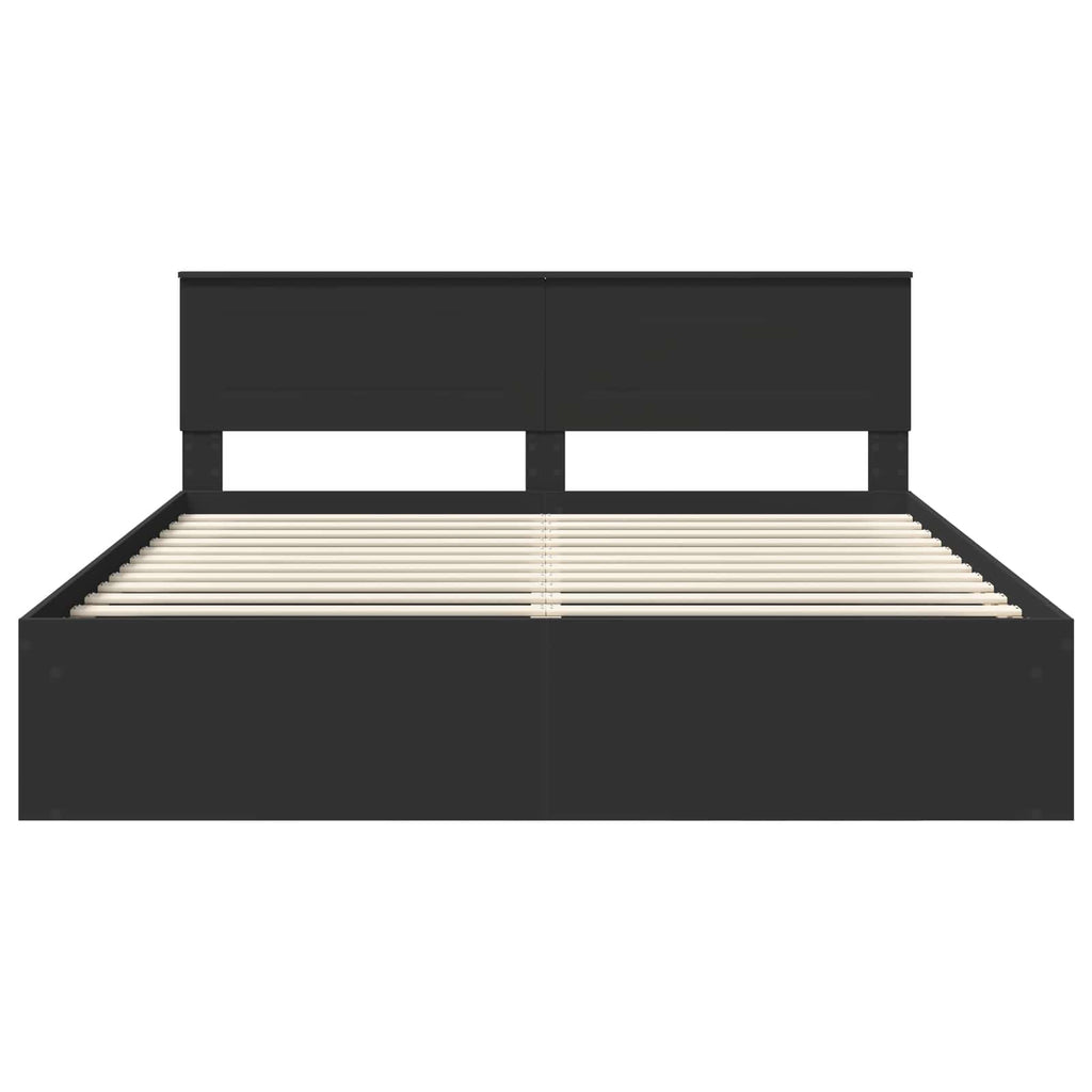 Bed Frame with Headboard Black 200 x 200 cm Engineered wood