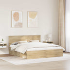 Bed Frame with Headboard Sonoma 200 x 200 cm Engineered wood