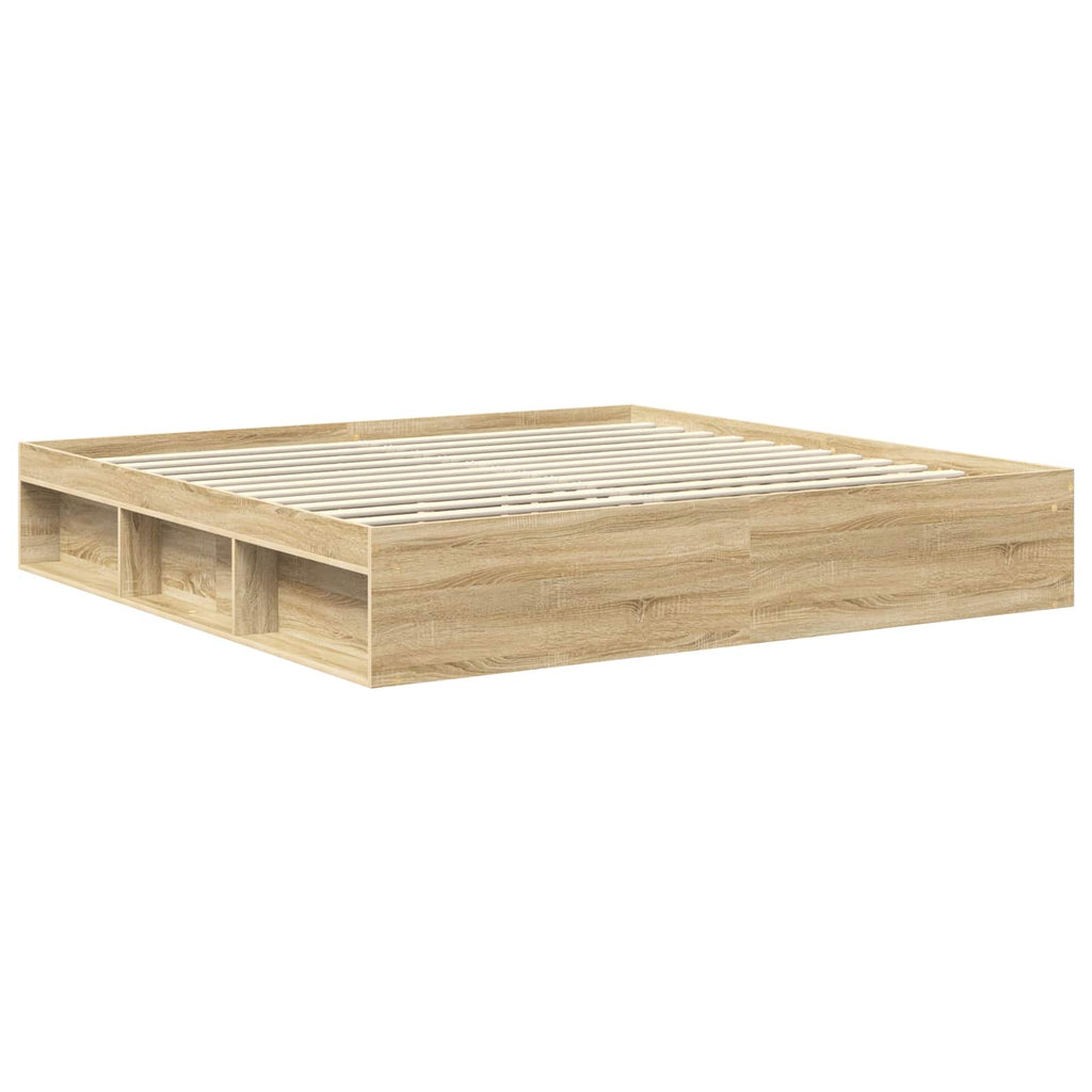 Bed Frame with Headboard Sonoma 200 x 200 cm Engineered wood
