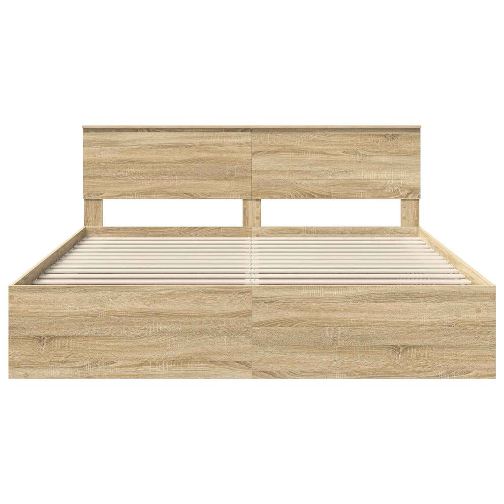 Bed Frame with Headboard Sonoma 200 x 200 cm Engineered wood