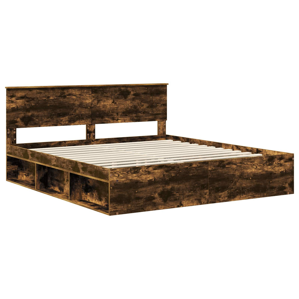 Bed Frame Smoked Oak 200 x 200 cm Engineered wood