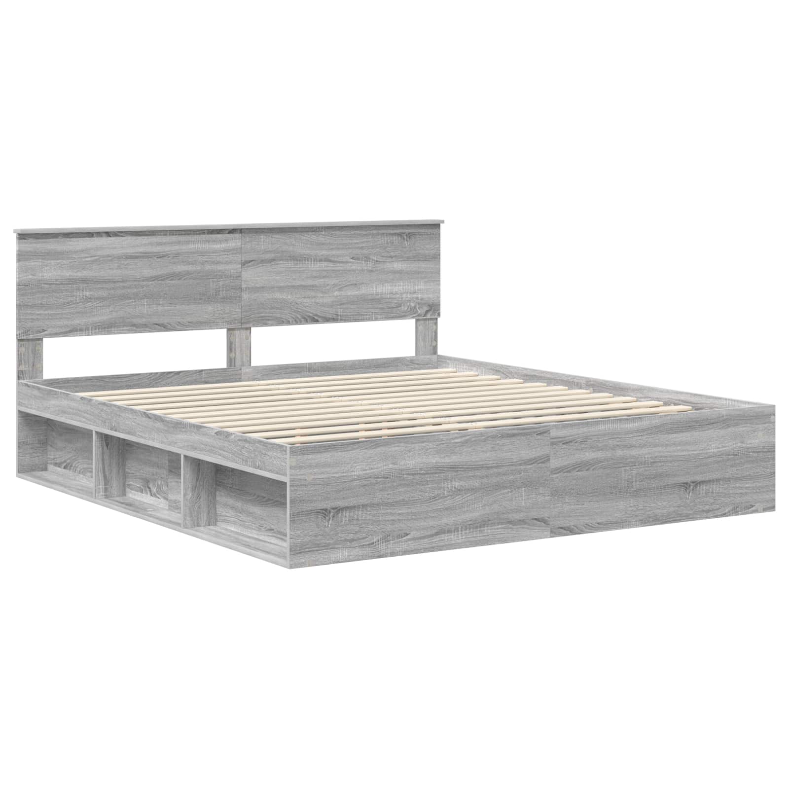 Bed Frame Grey Sonoma 200 x 200 cm Engineered wood
