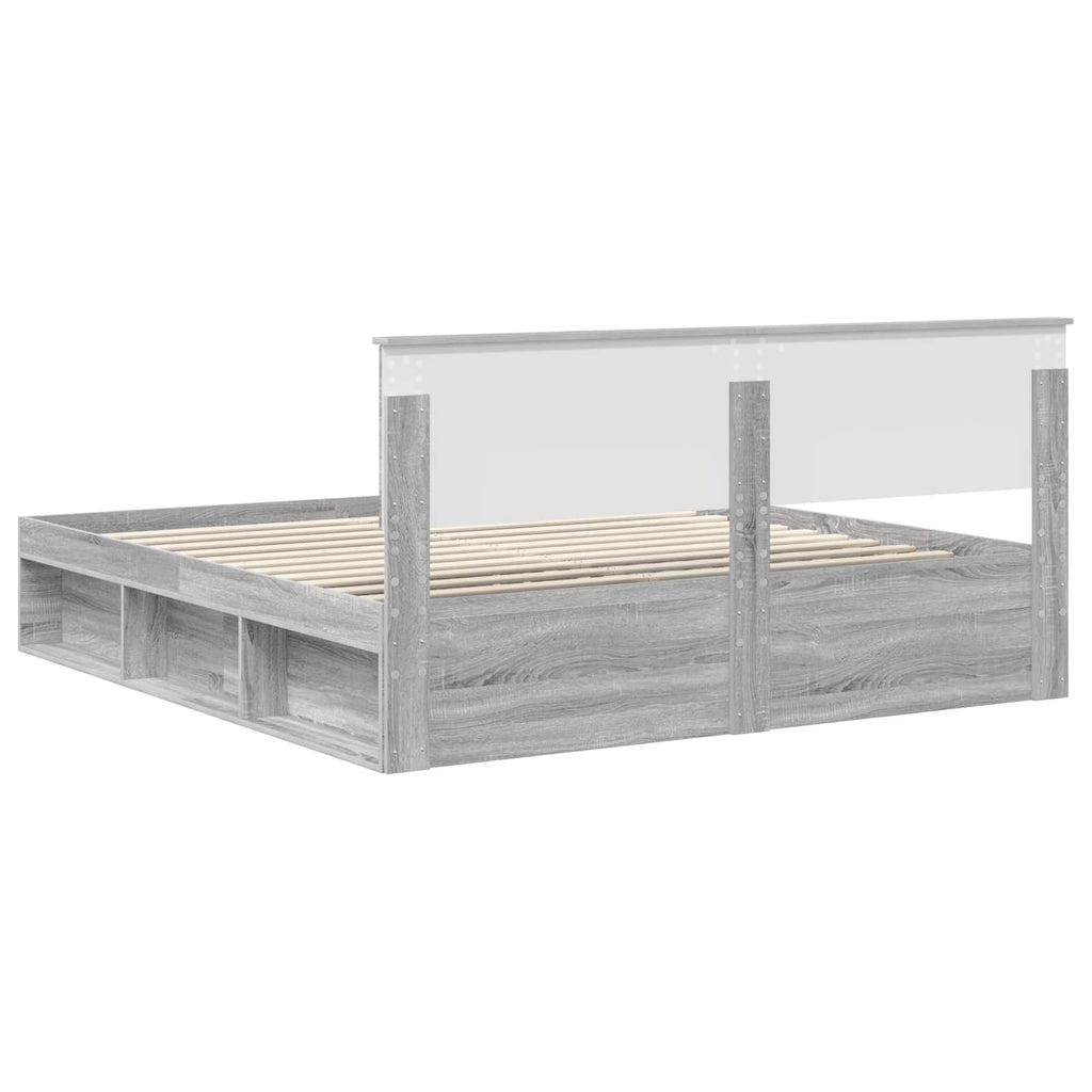 Bed Frame Grey Sonoma 200 x 200 cm Engineered wood