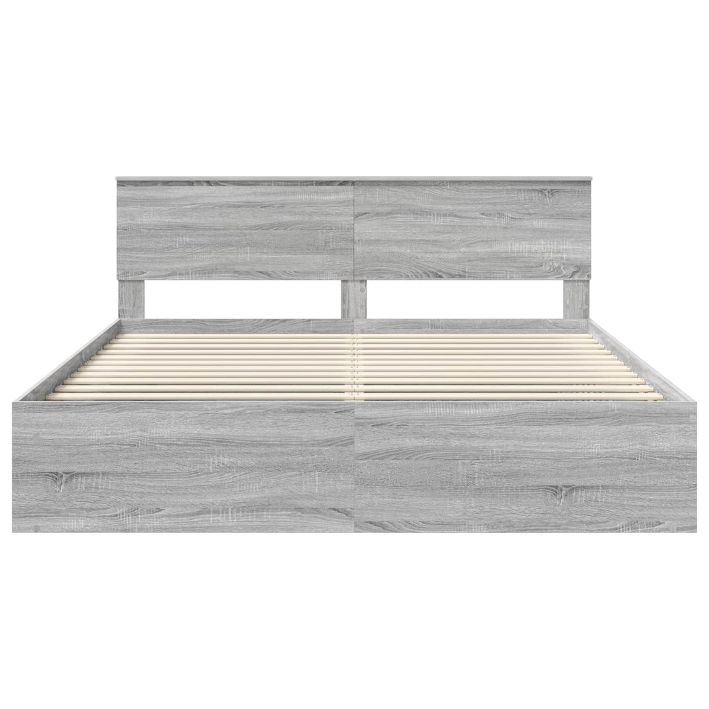 Bed Frame Grey Sonoma 200 x 200 cm Engineered wood