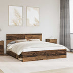 Bed Frame with Headboard Old Wood 200 x 200 cm Engineered wood