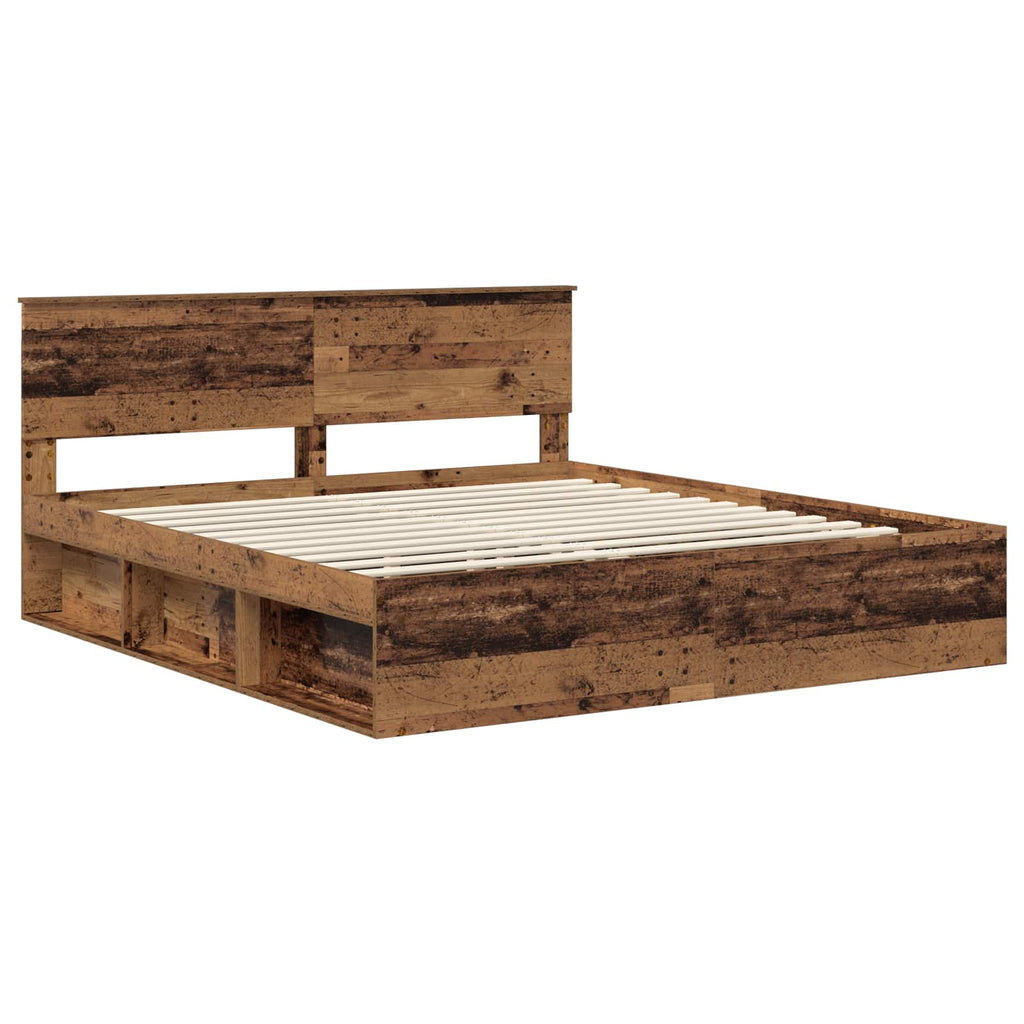 Bed Frame with Headboard Old Wood 200 x 200 cm Engineered wood