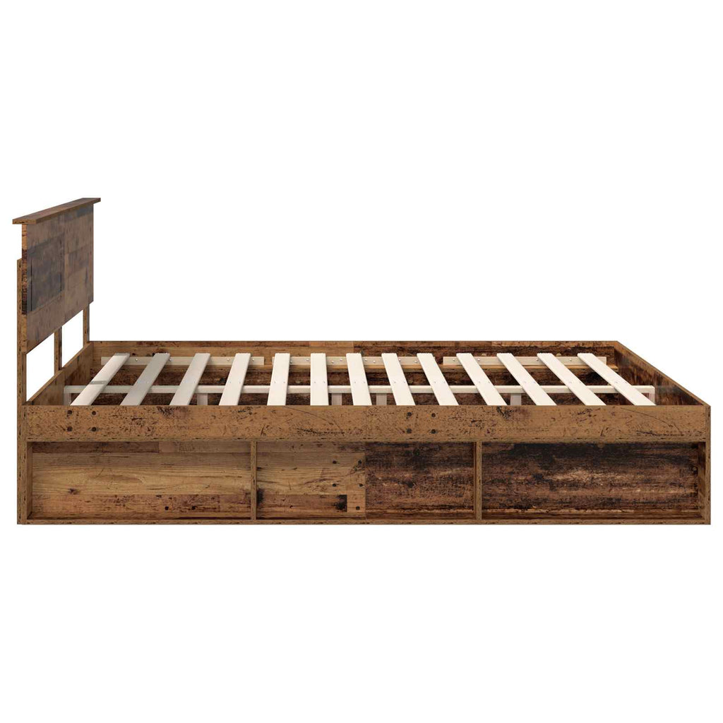 Bed Frame with Headboard Old Wood 200 x 200 cm Engineered wood