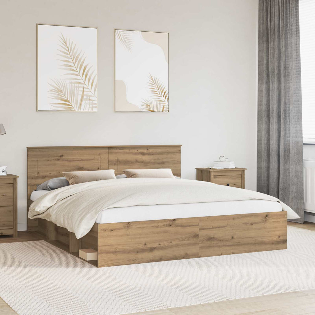 Bed Frame Artisian Oak 180 x 200 cm Engineered wood