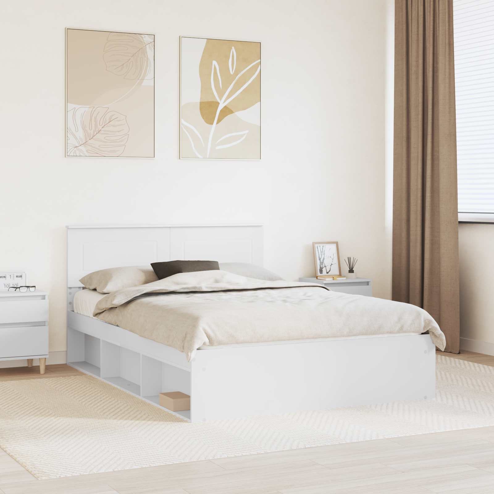 Bed Frame with Headboard White 160 x 200 cm Engineered wood