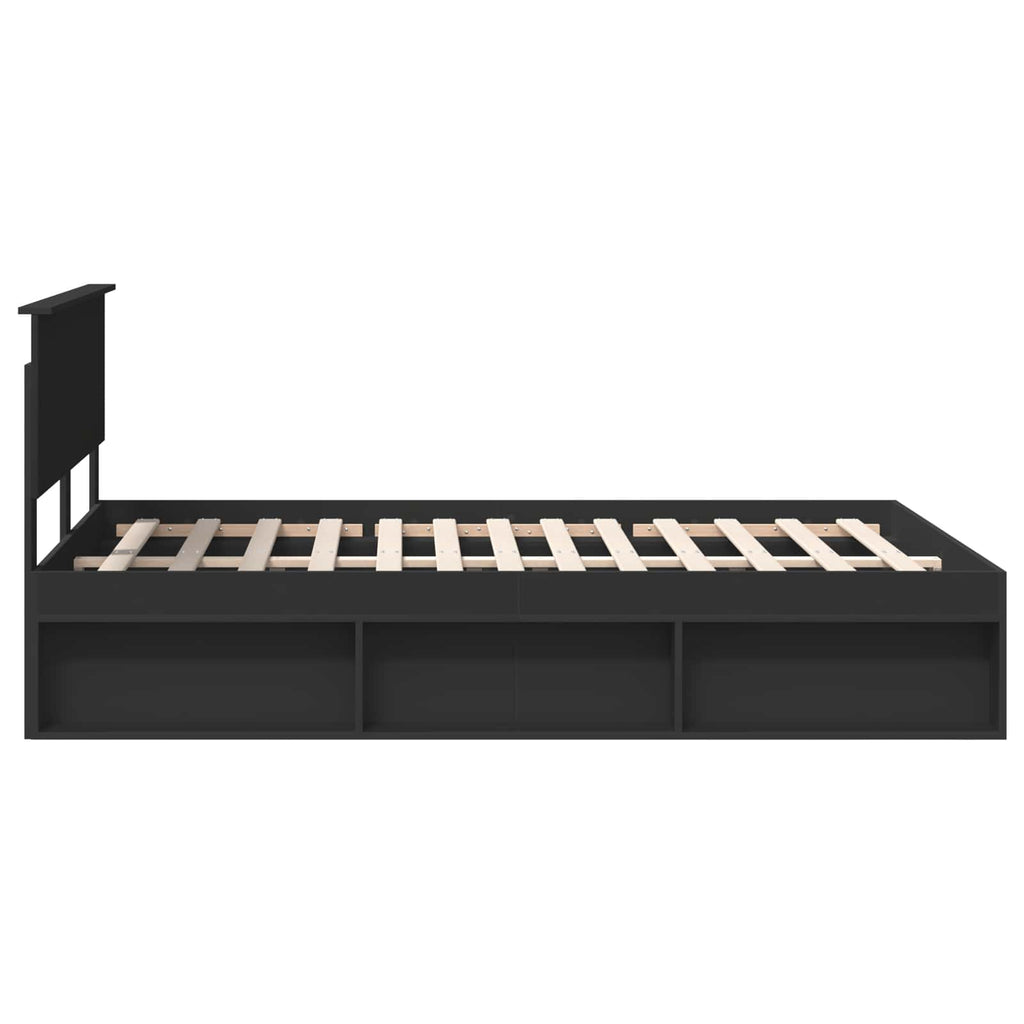Bed Frame with Headboard Black 160 x 200 cm Engineered wood