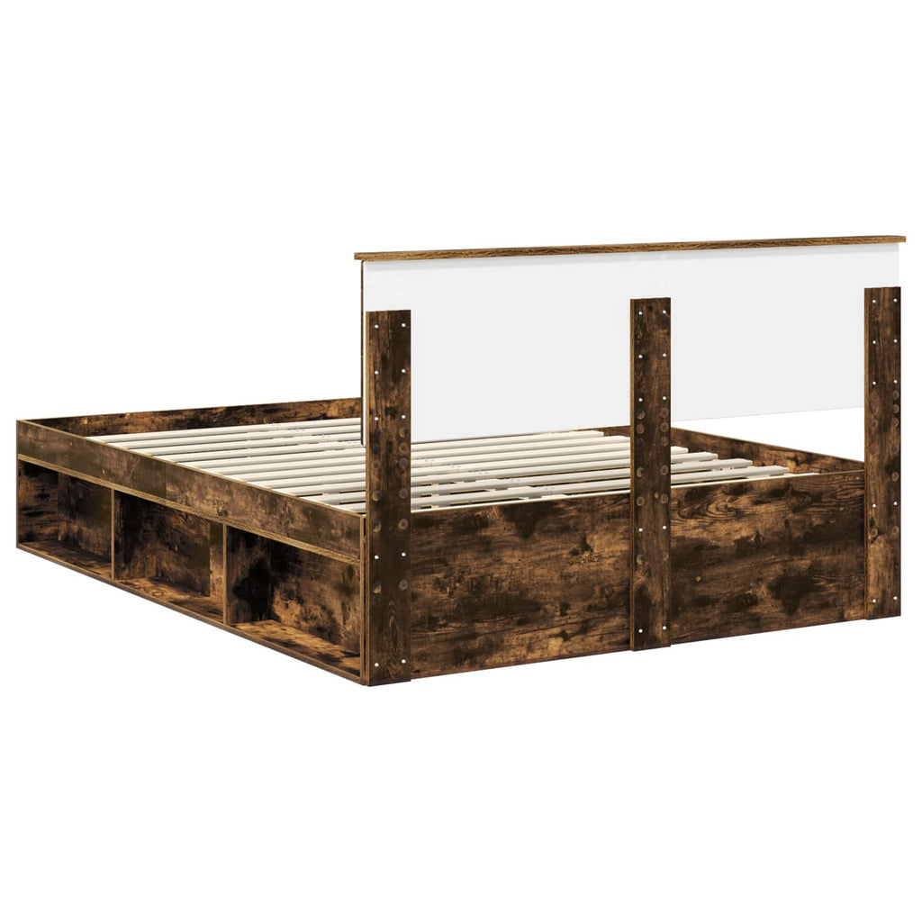 Bed Frame Smoked Oak 160 x 200 cm Engineered wood