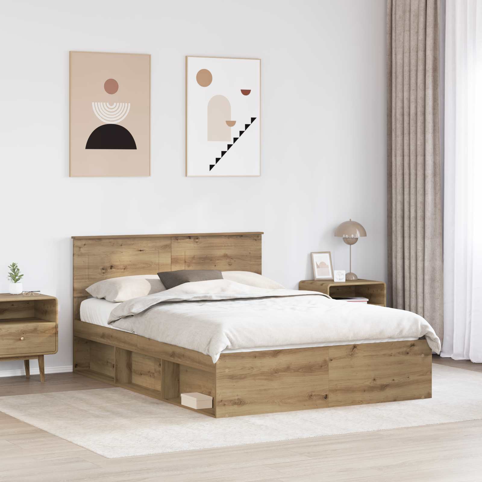 Bed Frame Artisian Oak 160 x 200 cm Engineered wood