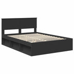 Bed Frame with Headboard Black 150 x 200 cm Engineered wood