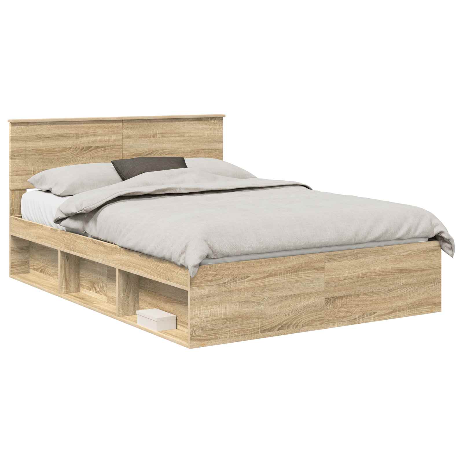 Bed Frame Smoked Oak 150 x 200 cm Engineered wood