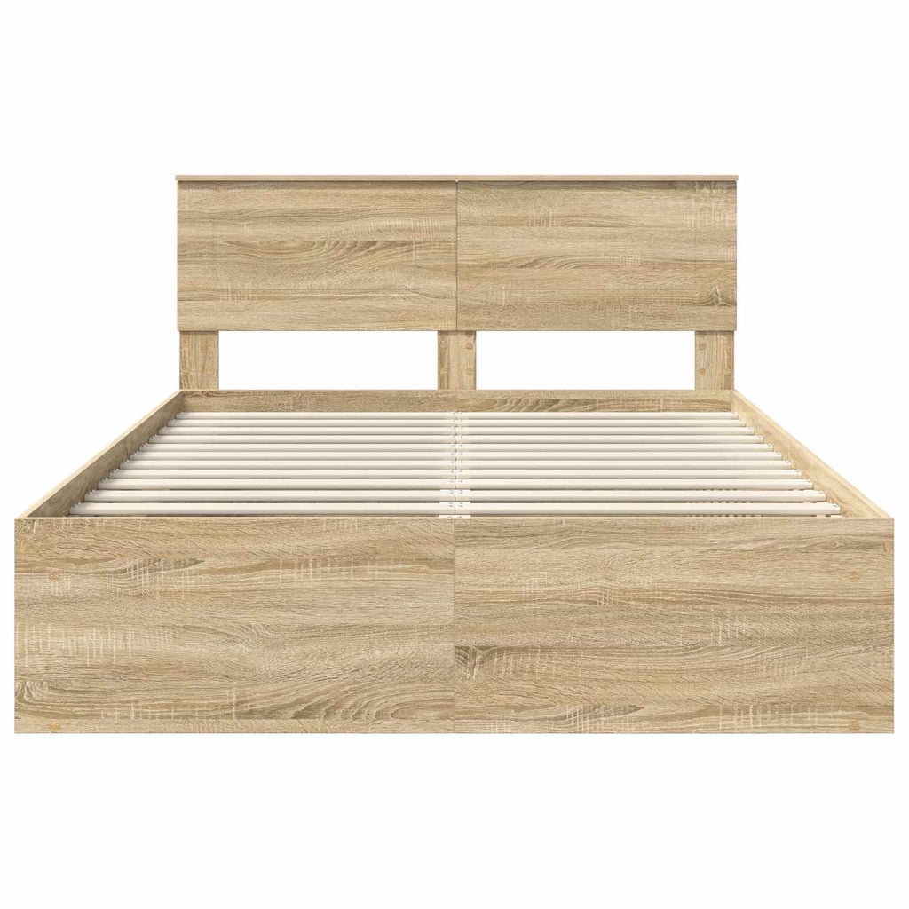 Bed Frame Smoked Oak 150 x 200 cm Engineered wood