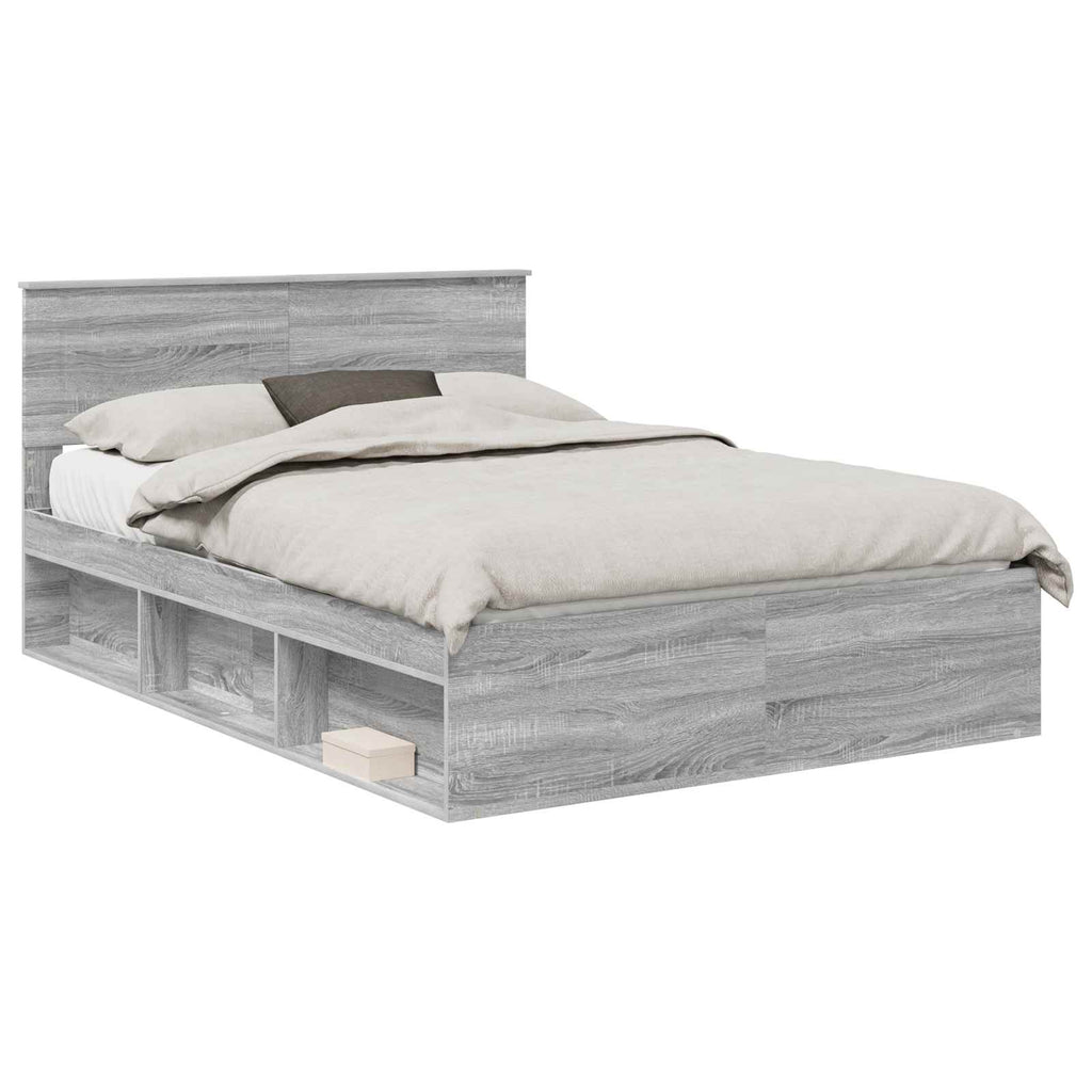 Bed Frame Grey Sonoma 150 x 200 cm Engineered wood