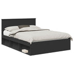 Bed Frame with Headboard Black 140 x 190 cm Engineered wood