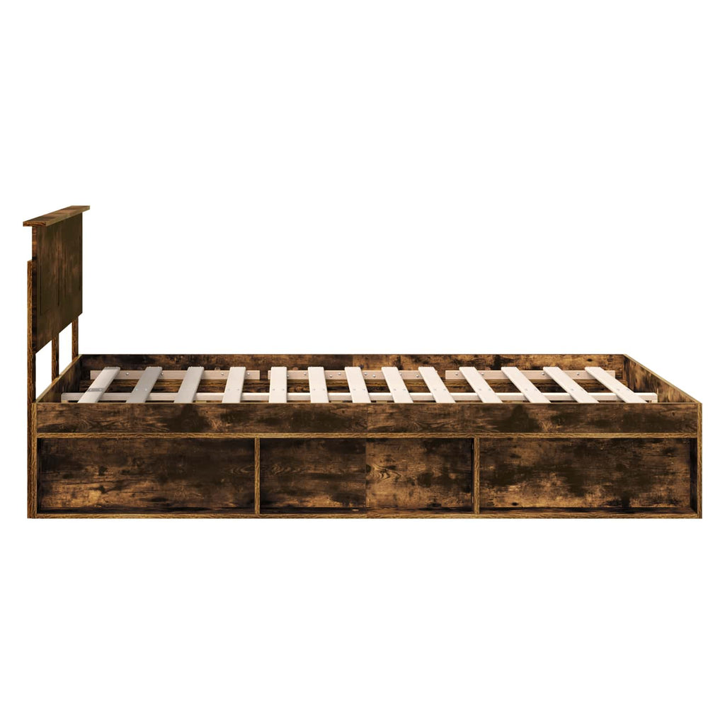 Bed Frame Smoked Oak 140 x 190 cm Engineered wood