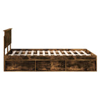 Bed Frame Smoked Oak 140 x 190 cm Engineered wood