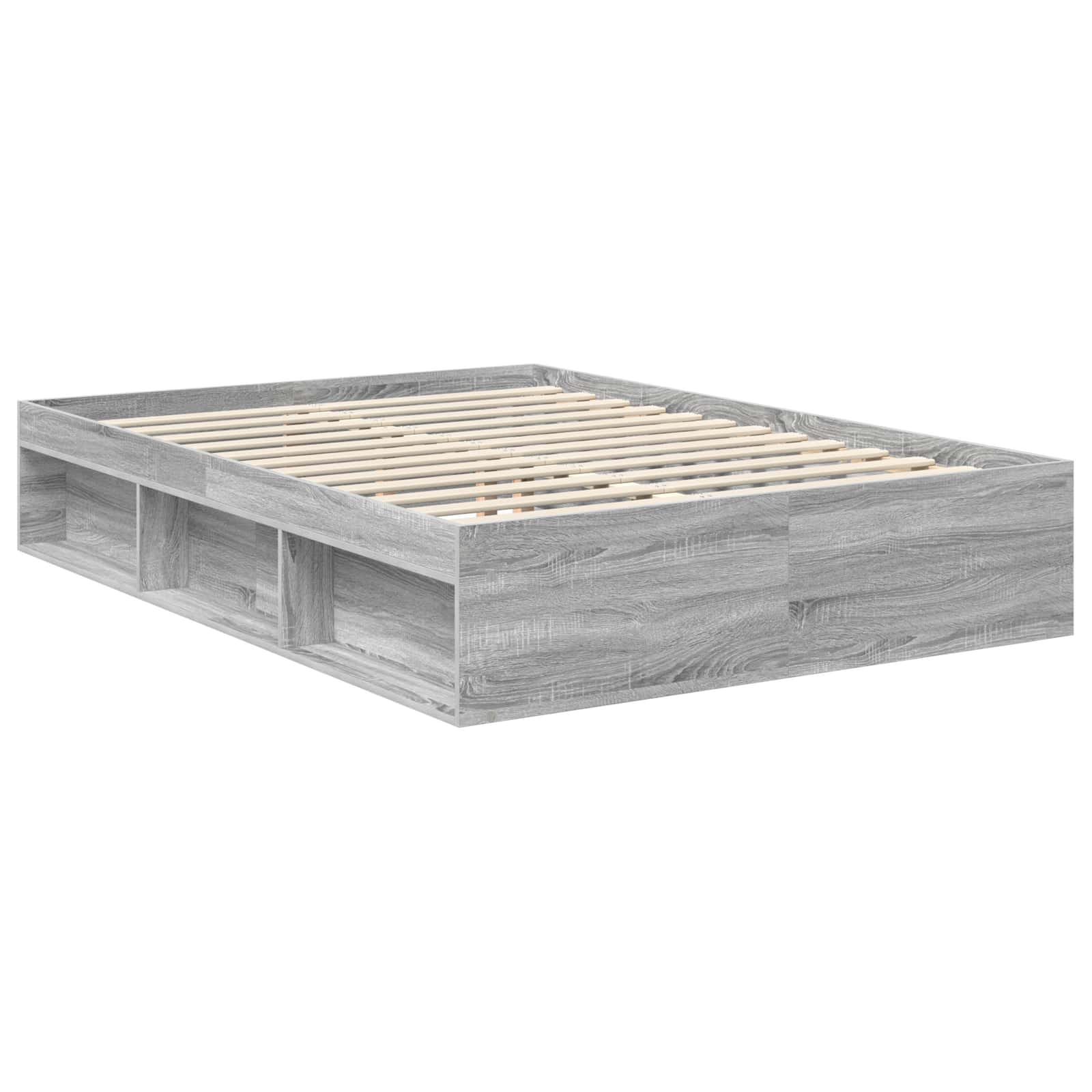 Bed Frame Grey Sonoma 140 x 190 cm Engineered wood