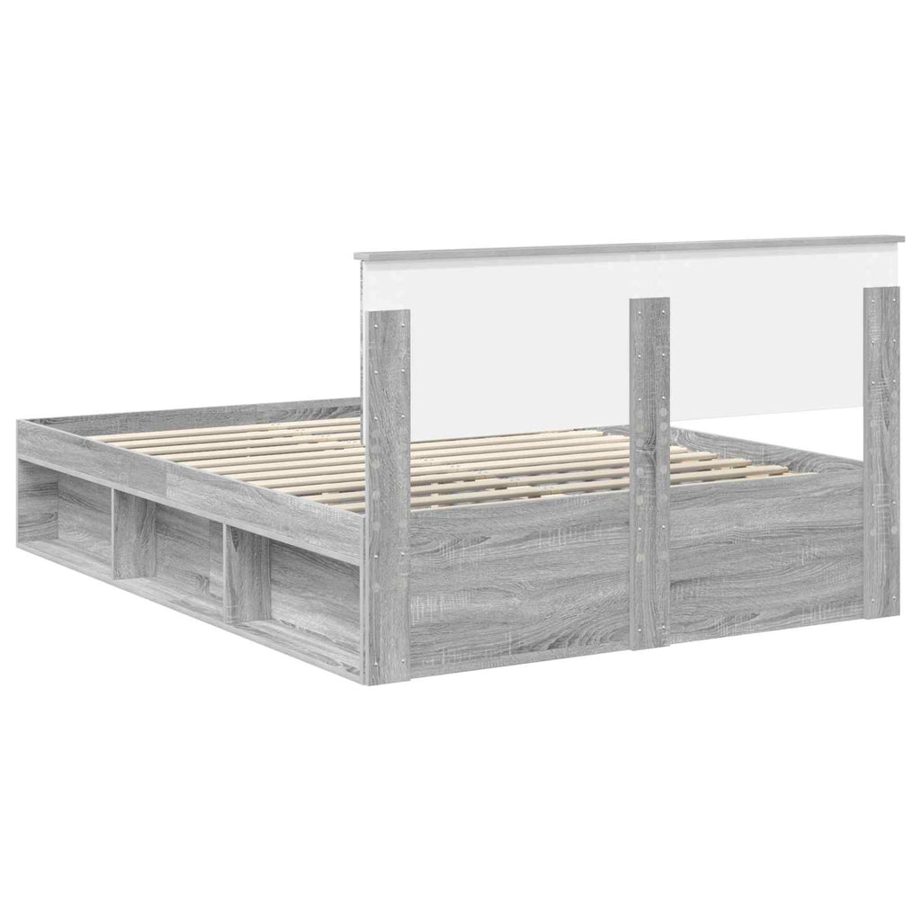 Bed Frame Grey Sonoma 140 x 190 cm Engineered wood