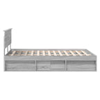 Bed Frame Grey Sonoma 140 x 190 cm Engineered wood