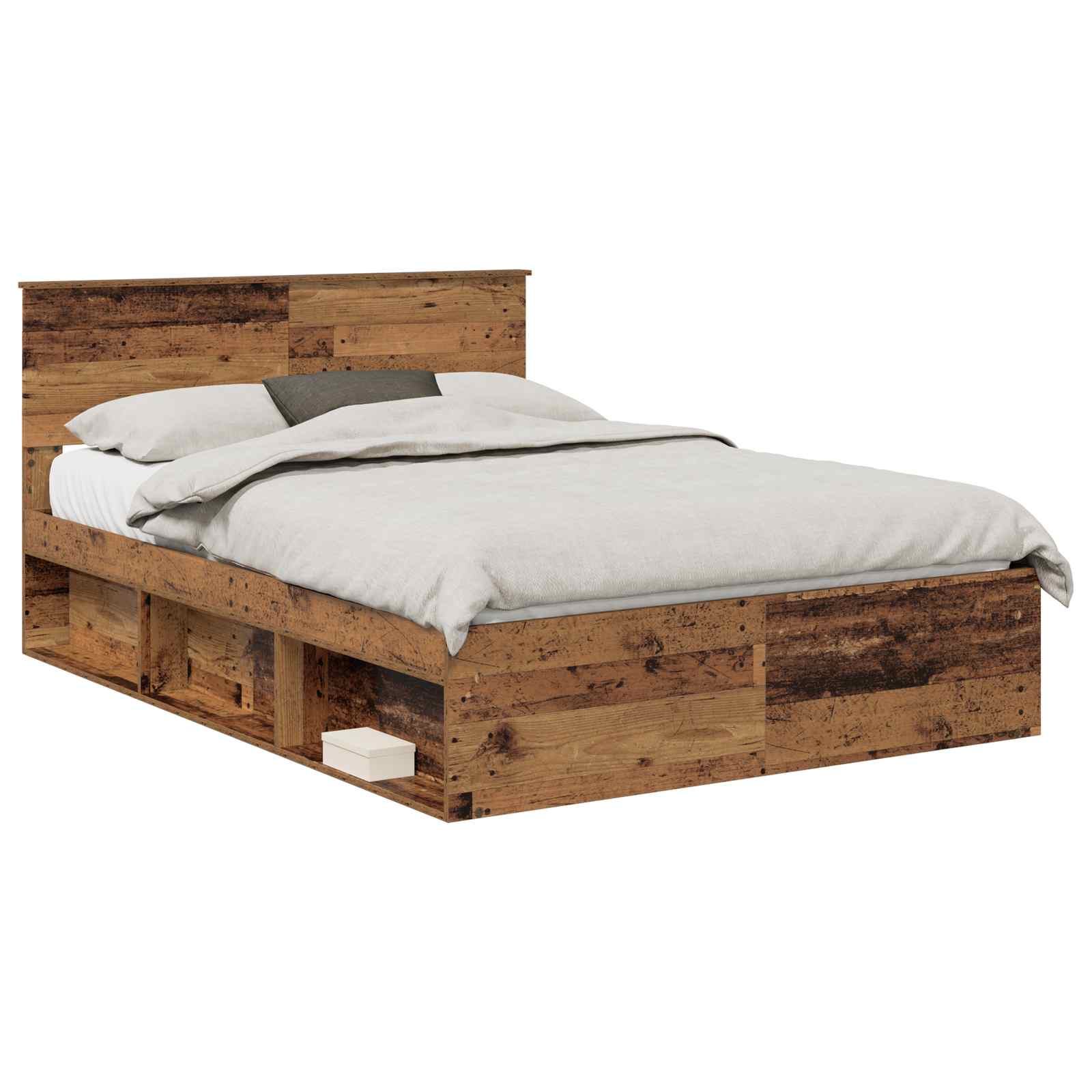 Bed Frame with Headboard Old Wood 140 x 190 cm Engineered wood