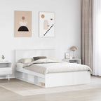 Bed Frame with Headboard White 140 x 200 cm Engineered wood