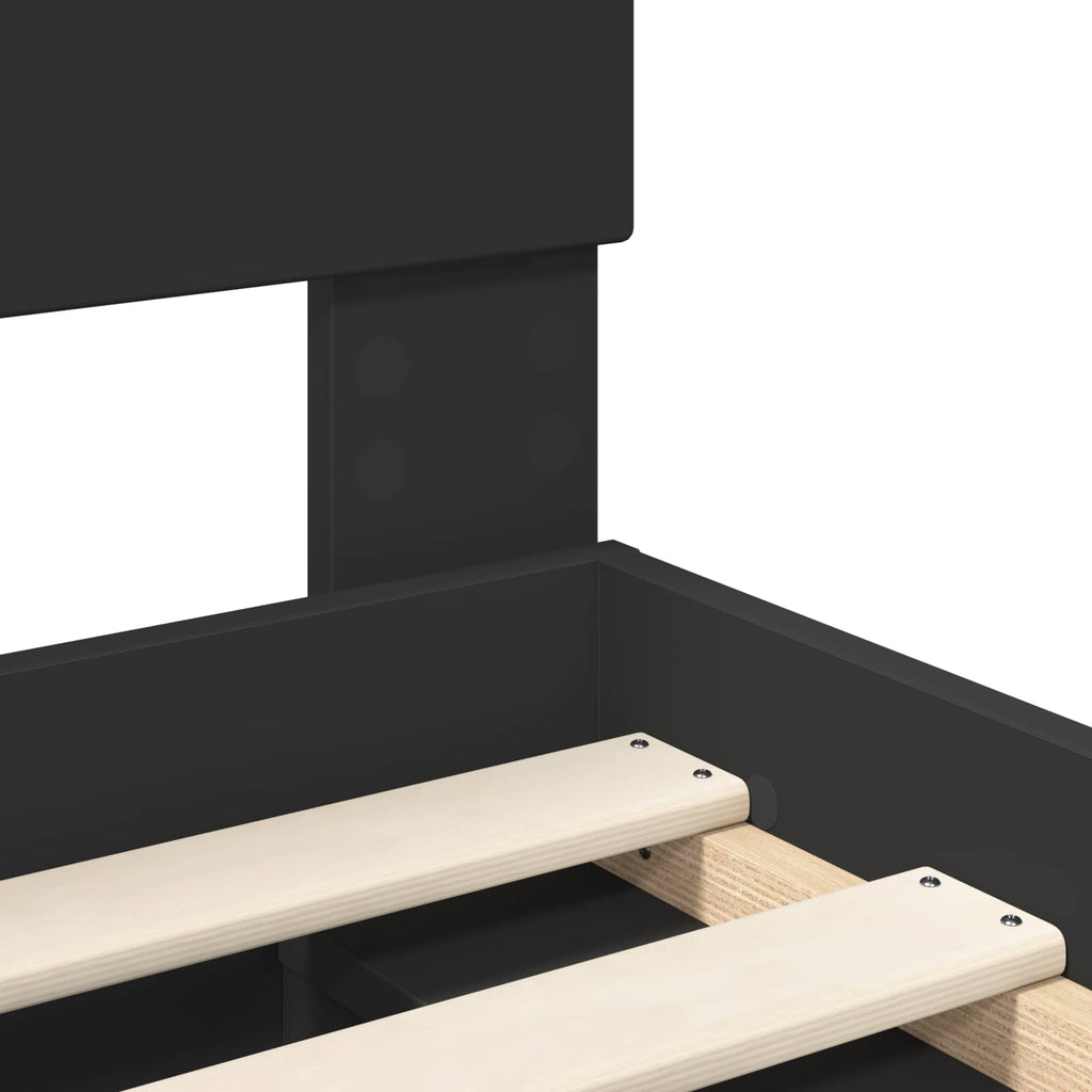 Bed Frame with Headboard Black 140 x 200 cm Engineered wood