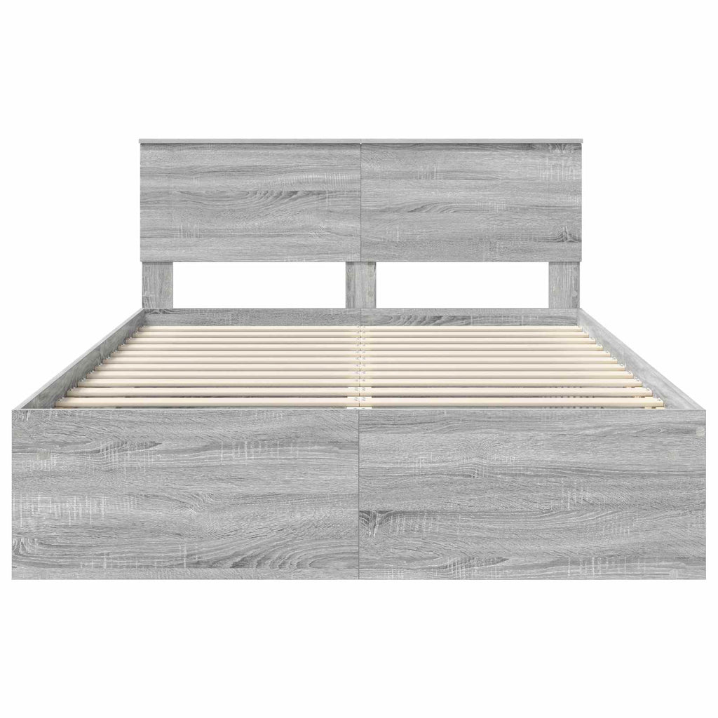 Bed Frame Grey Sonoma 140 x 200 cm Engineered wood