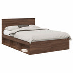Bed Frame with Headboard Brown Oak 140 x 200 cm Engineered wood