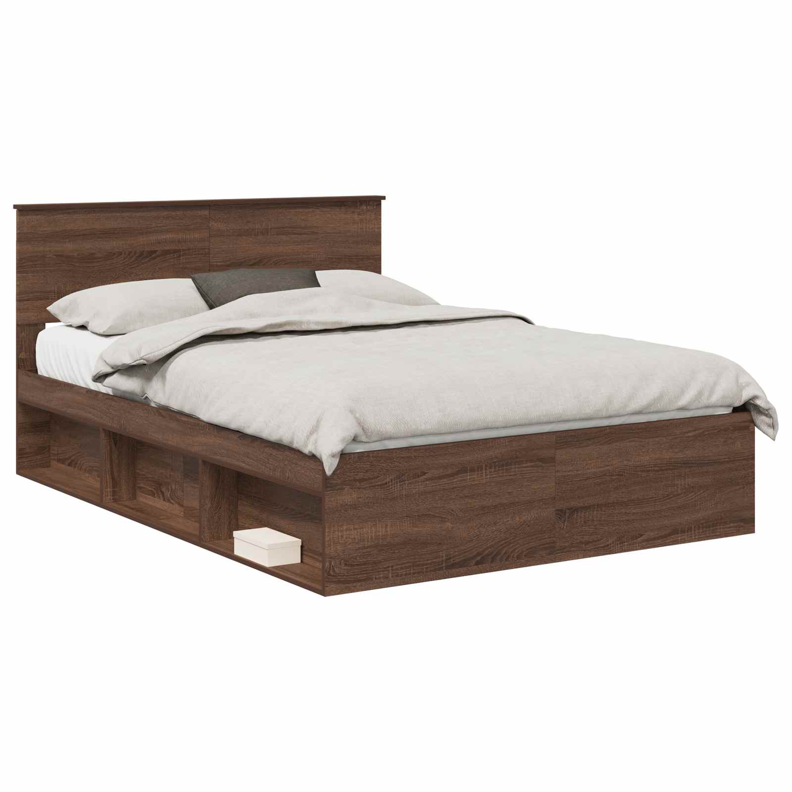 Bed Frame with Headboard Brown Oak 140 x 200 cm Engineered wood