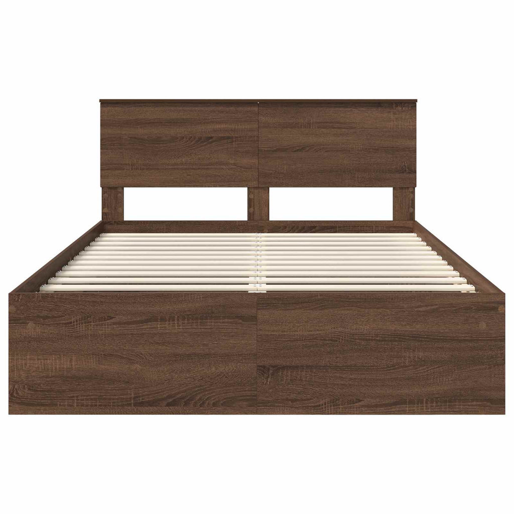 Bed Frame with Headboard Brown Oak 140 x 200 cm Engineered wood