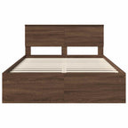 Bed Frame with Headboard Brown Oak 140 x 200 cm Engineered wood