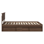 Bed Frame with Headboard Brown Oak 140 x 200 cm Engineered wood