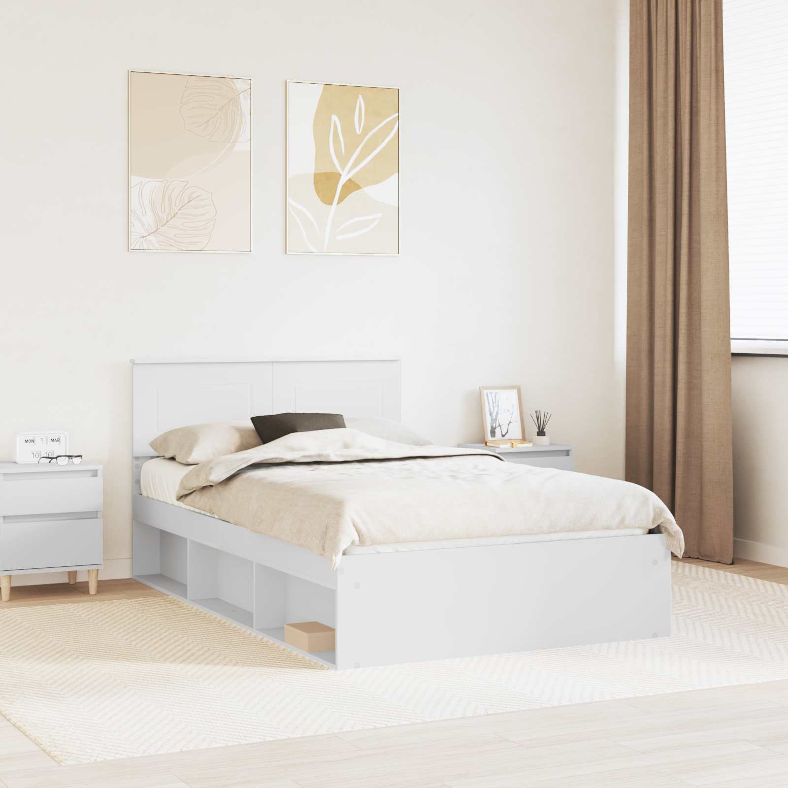 Bed Frame with Headboard White 120 x 190 cm Engineered wood