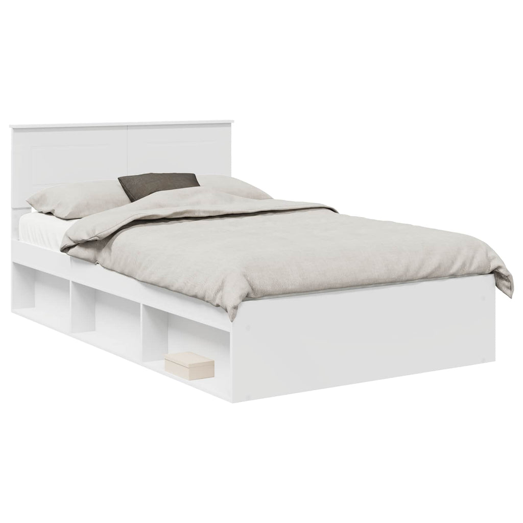 Bed Frame with Headboard White 120 x 190 cm Engineered wood