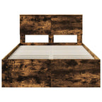 Bed Frame Smoked Oak 120 x 190 cm Engineered wood