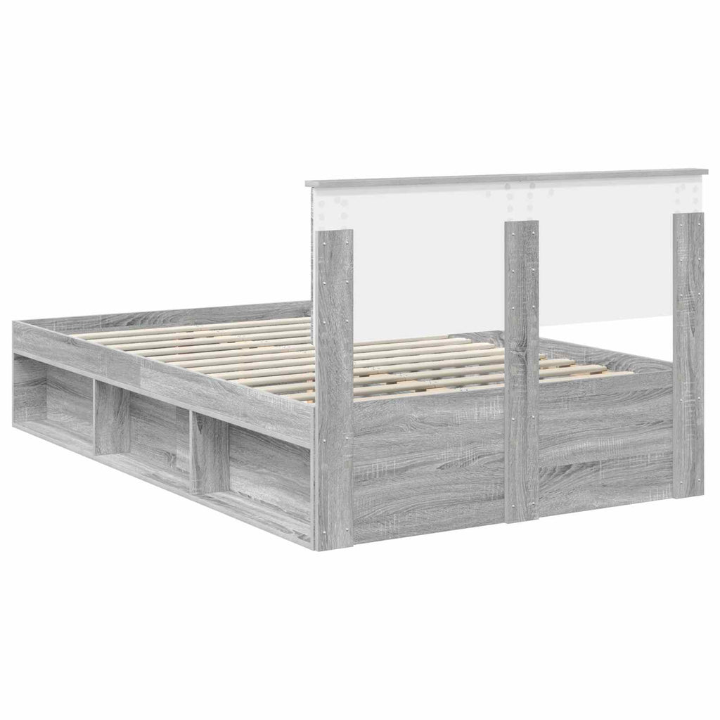 Bed Frame Grey Sonoma 120 x 190 cm Engineered wood