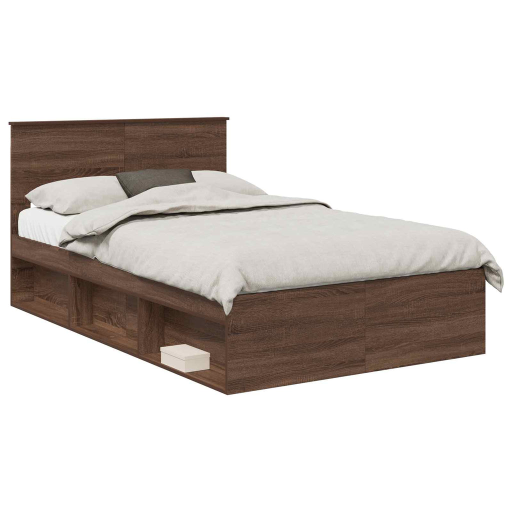 Bed Frame with Headboard Brown Oak 120 x 190 cm Engineered wood