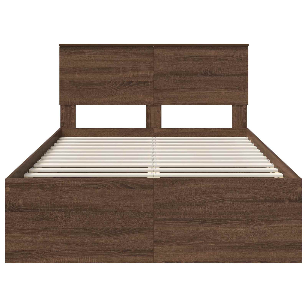 Bed Frame with Headboard Brown Oak 120 x 190 cm Engineered wood