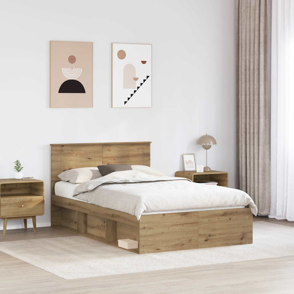 Bed Frame Artisian Oak 120 x 190 cm Engineered wood
