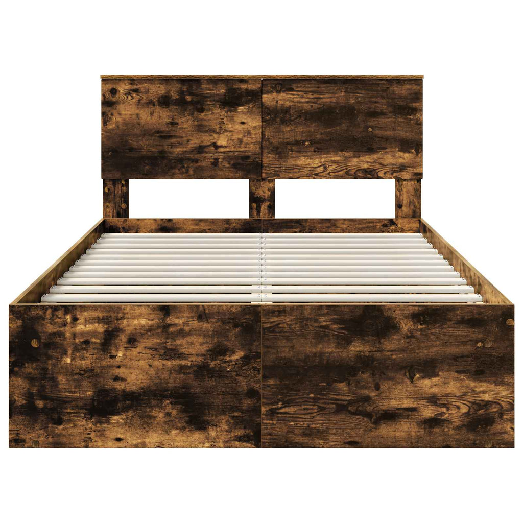 Bed Frame Smoked Oak 120 x 200 cm Engineered wood