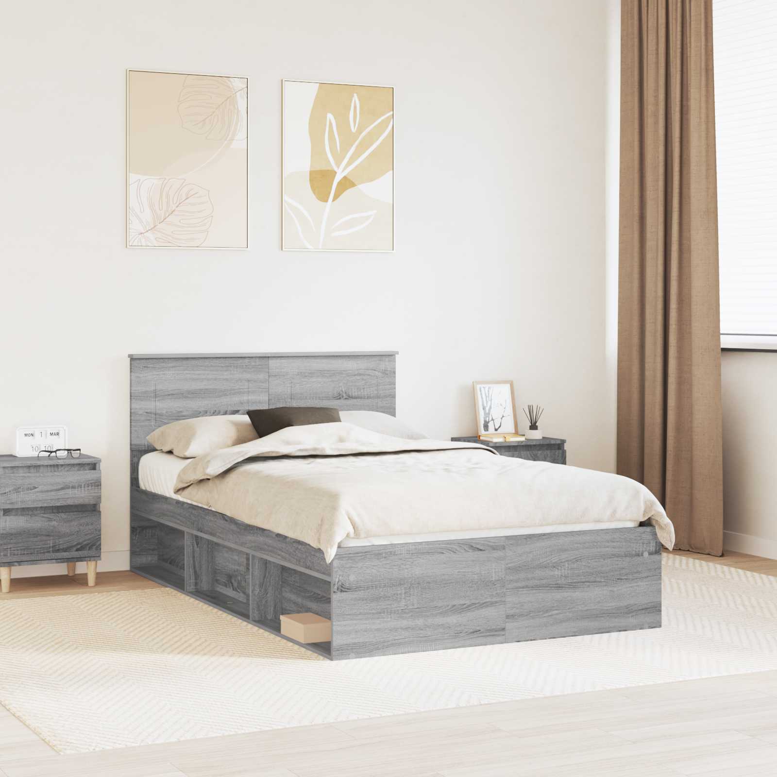 Bed Frame Grey Sonoma 120 x 200 cm Engineered wood