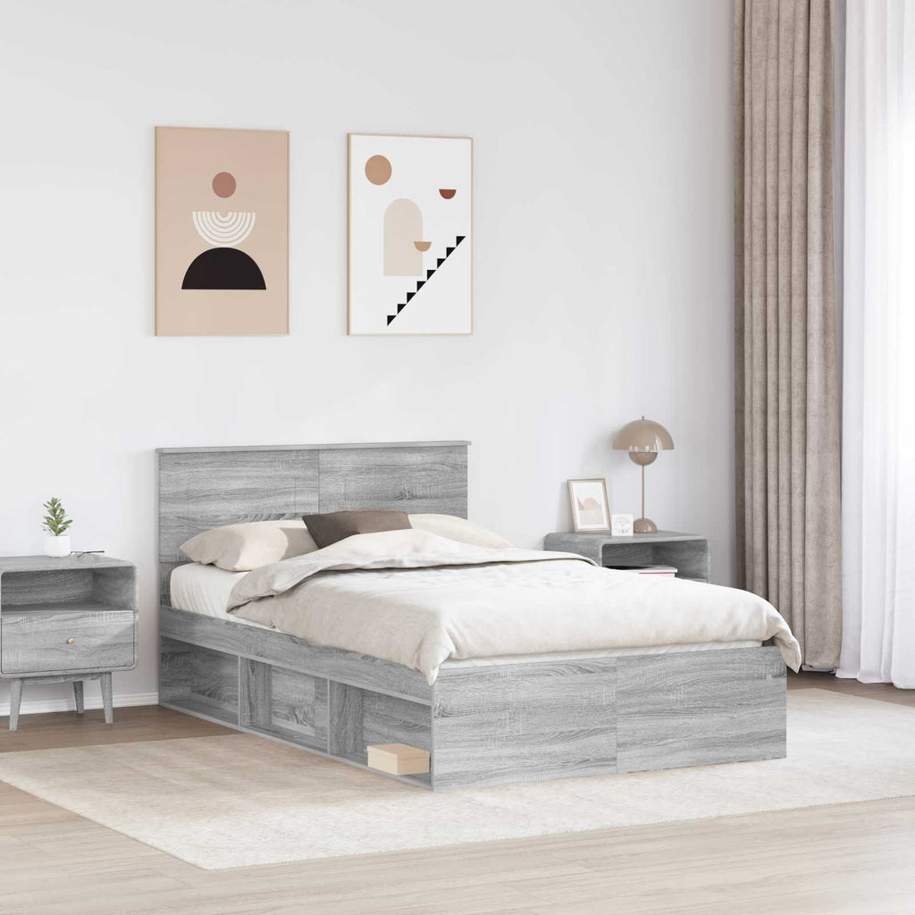 Bed Frame Grey Sonoma 120 x 200 cm Engineered wood