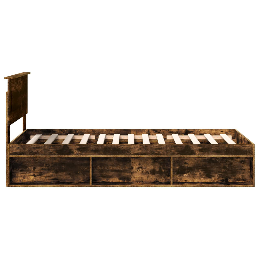 Bed Frame Smoked Oak 100 x 200 cm Engineered wood