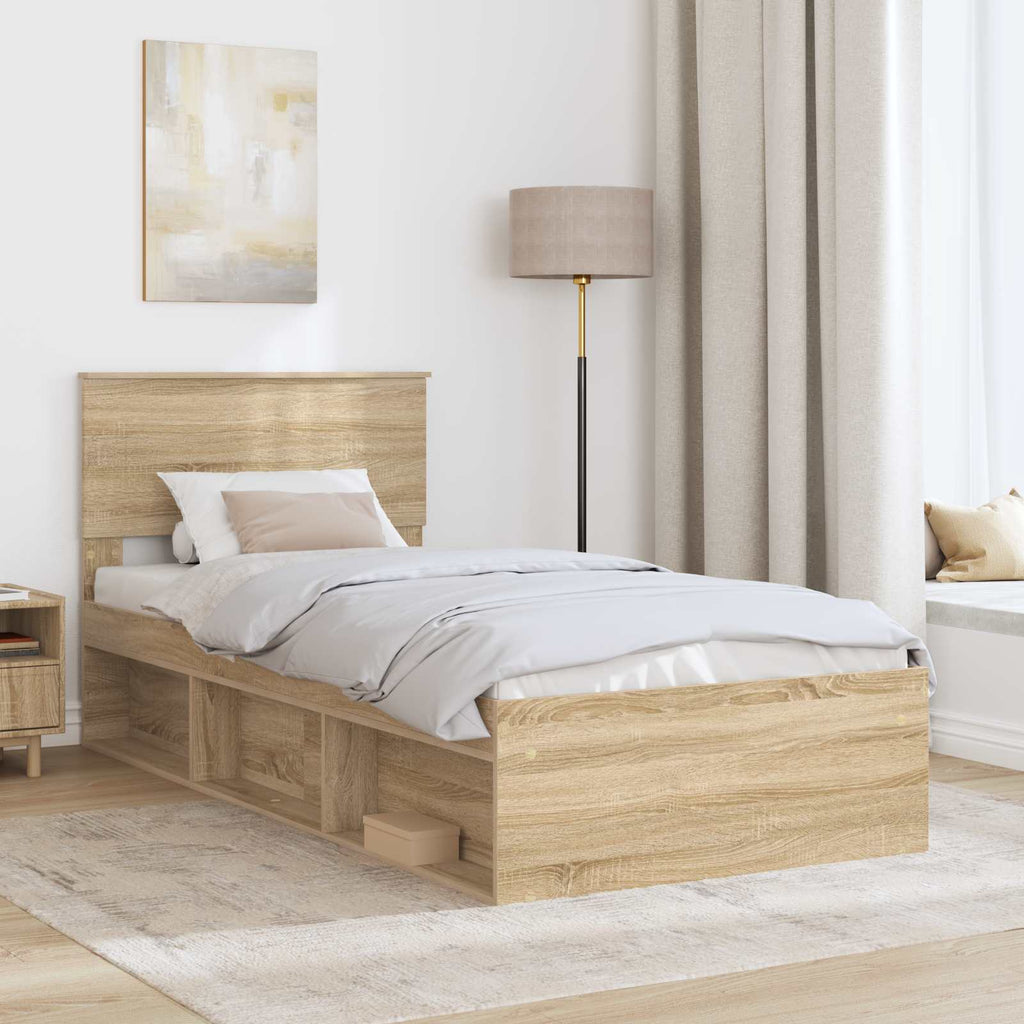 Bed Frame with Headboard Sonoma 90 x 190 cm Engineered wood