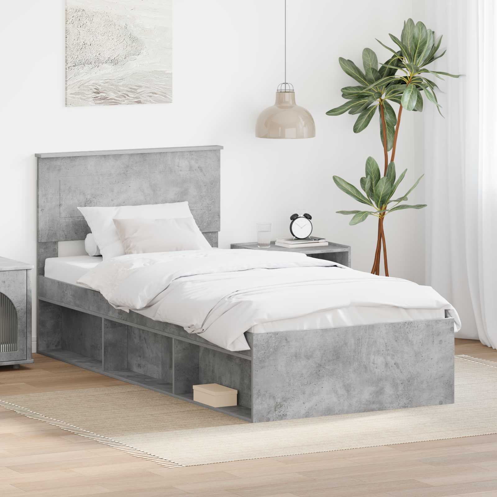 Bed Frame Concerte Grey 90 x 190 cm Engineered wood