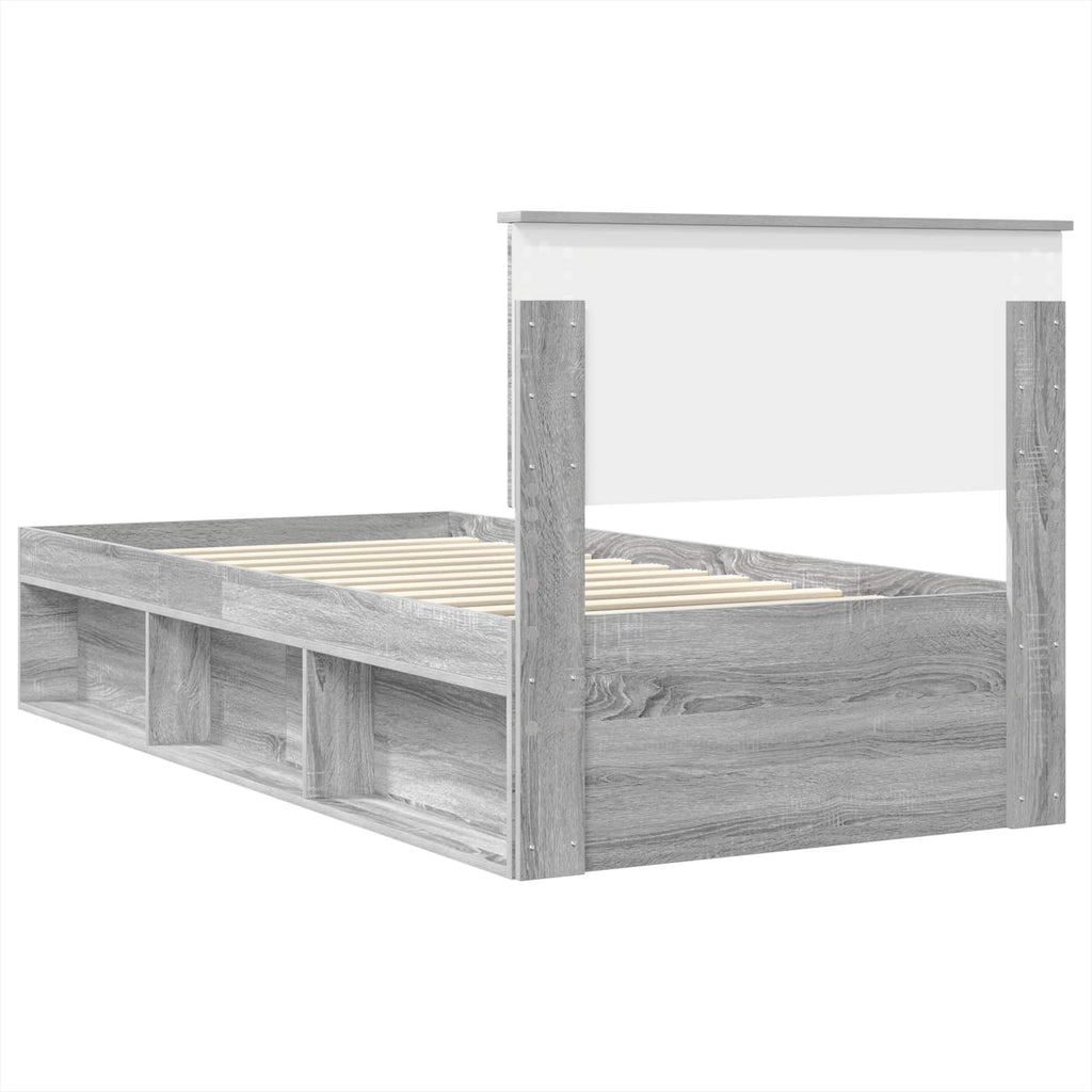 Bed Frame Grey Sonoma 90 x 190 cm Engineered wood