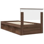 Bed Frame with Headboard Brown Oak 90 x 190 cm Engineered wood